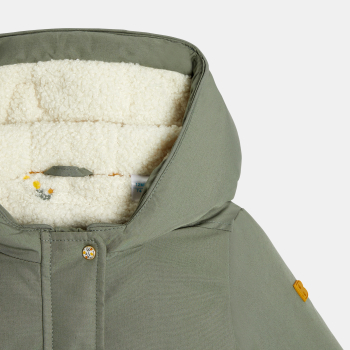 معطف باركا 2×1، باللون الأخضر الكاكي، بطانة مزدوجة وطارد للماء، للفتيات الصغيرات