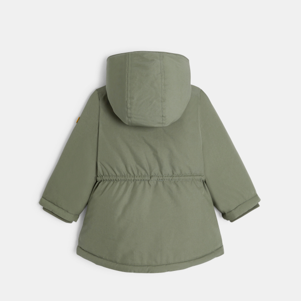 معطف باركا 2×1، باللون الأخضر الكاكي، بطانة مزدوجة وطارد للماء، للفتيات الصغيرات