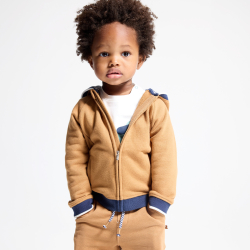 Sweat zippé molleton à capuche marron bébé garçon
