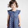 Robe coton plumetis oiseaux bleu bébé fille