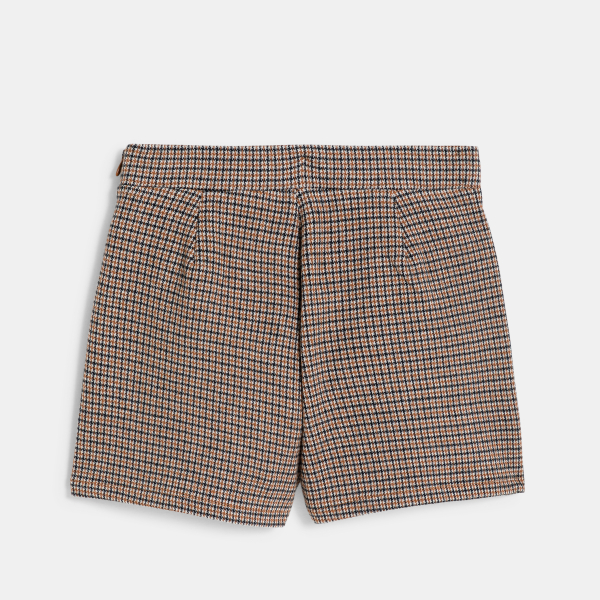 Mini jupe-short à carreaux marron Fille