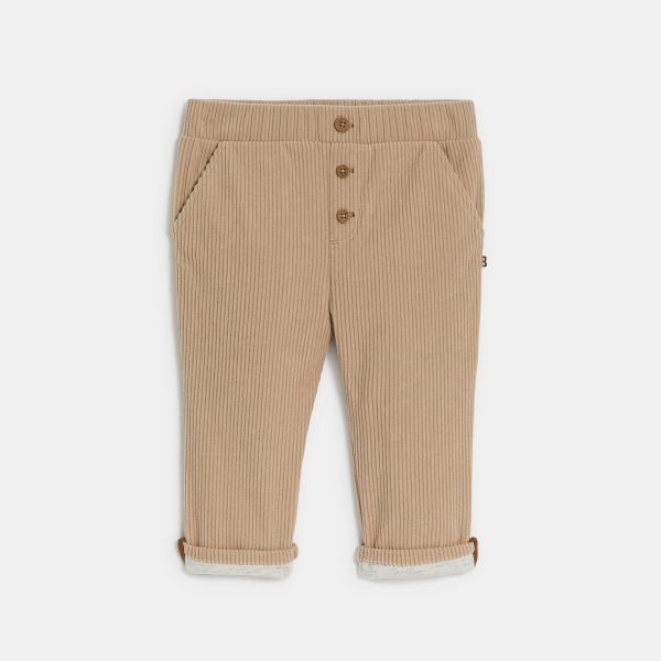 Pantalon velours côtelé souple beige bébé garçon