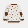 Pull épais maille tricot imprimé animaux blanc bébé garçon