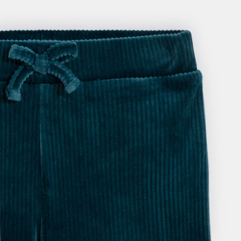 Pantalon large velours côtelé bleu bébé fille