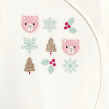 Dors-bien velours broderies ours blanc bébé fille