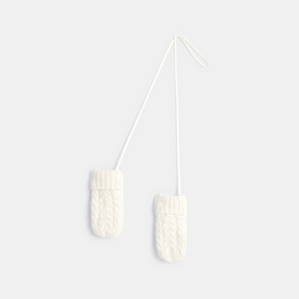 Moufles en maille tricot mousseux blanches bébé fille