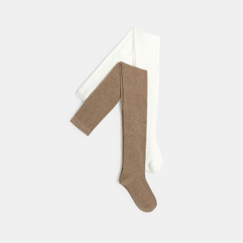 جوارب عالية دافئة ومرقطة للفتيات (مجموعة من 2) بلون البيج