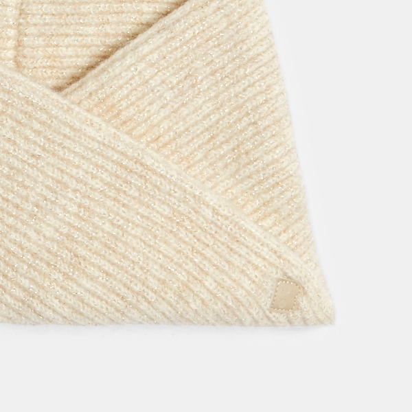 Snood croisé en maille tricot beige bébé fille