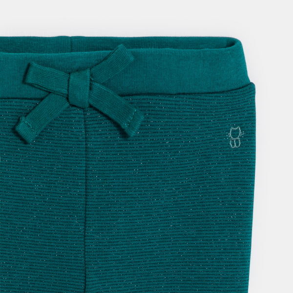 Pantalon souple taille élastiquée vert bébé fille