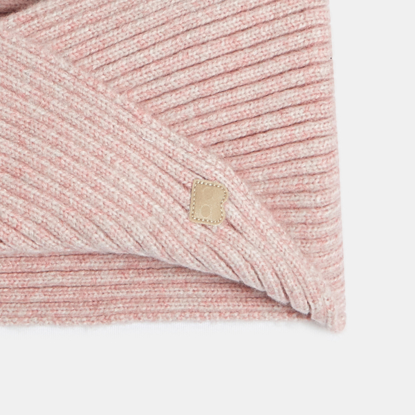 Snood croisé en maille tricot rose bébé fille