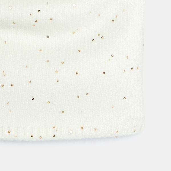 وشاح سنود مزين بالترتر باللون الأبيض للفتيات