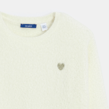 Pull côtelé moelleux écru Fille