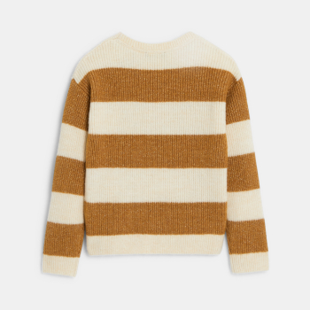 Pull rayé côtelé marron Fille