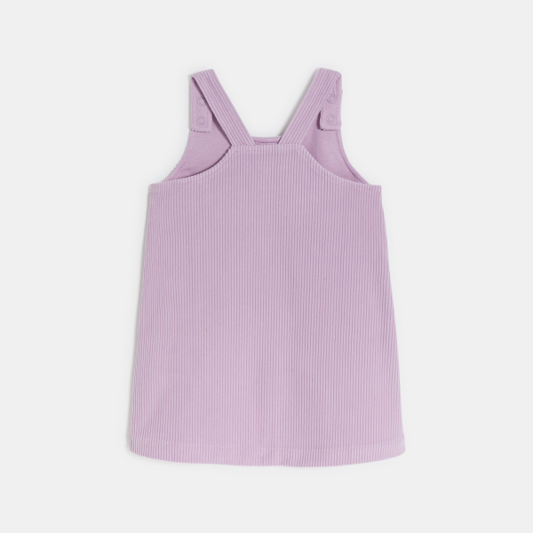 Robe à bretelles velours mauve bébé fille