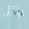 Sweat-shirt à message métallisé bleu Fille