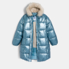 Doudoune longue déperlante bleue Fille