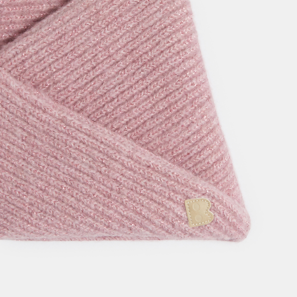 وشاح سنود تريكو محبوك متقاطع باللون الوردي للفتيات الصغيرات