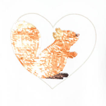 T-shirt à sequins magiques motif écureuil blanc Fille