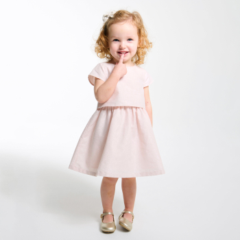 Robe chic lin irisé rose bébé fille