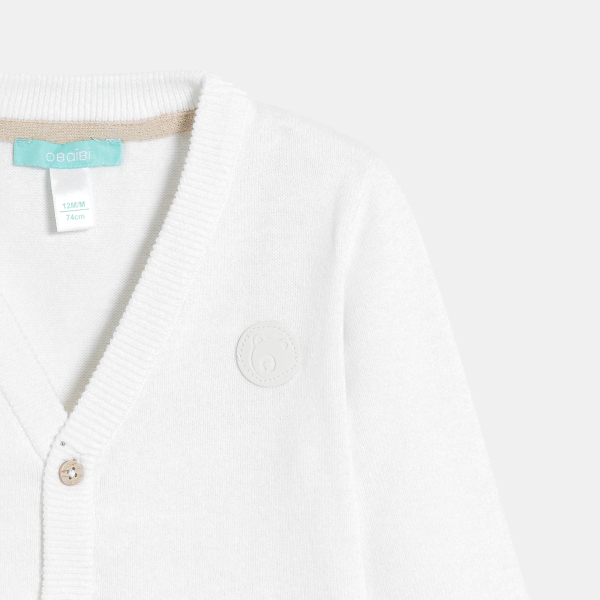 Gilet maille tricot blanc bébé garçon
