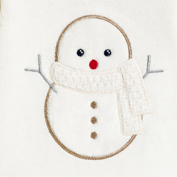 Pull maille tricot bonhomme de neige blanc bébé fille