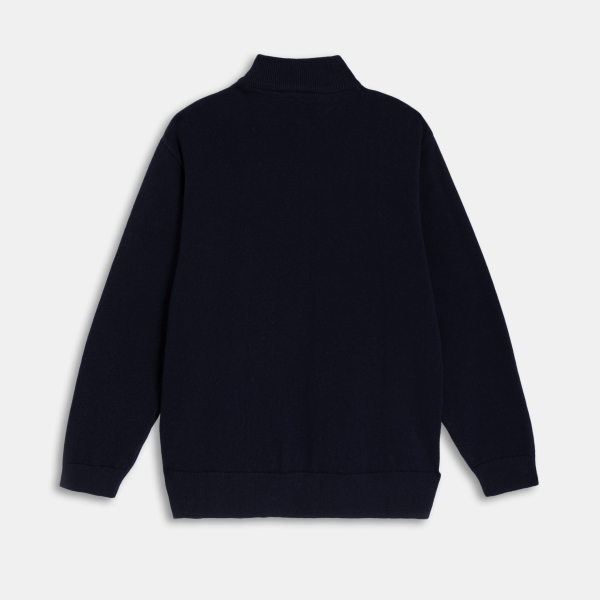 Gilet col montant zippé bleu marine Garçon