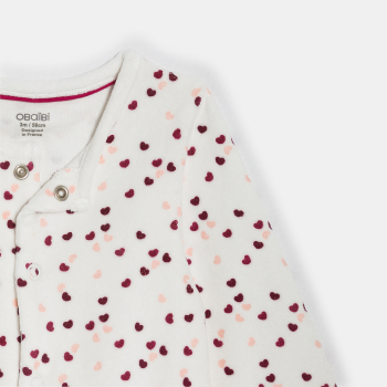 Dors-bien velours cœurs rose bébé fille (lot de 2)