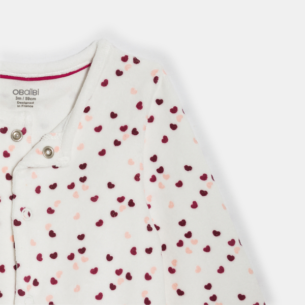 Dors-bien velours cœurs rose bébé fille (lot de 2)
