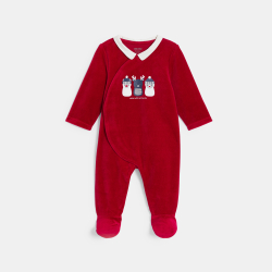 Dors-bien velours hiver rouge bébé garçon