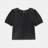 T-shirt plissé pailleté noir Fille