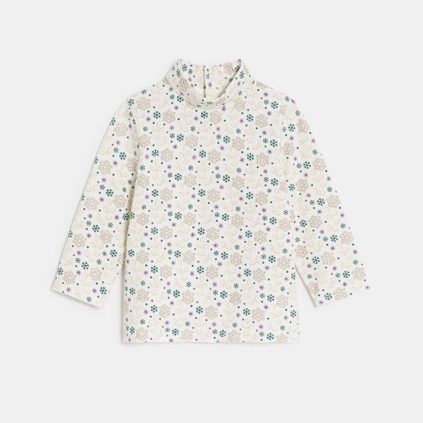 T-shirt manches longues col roulé beige bébé fille