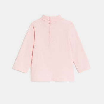T-shirt col roulé animaux rose bébé fille