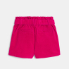 Short ceinturé en velours côtelé uni rose Fille