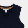 Pull sans manches maille tricot bleu bébé garçon