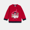 سويت شيرت من الصوف الوبري برسمة دب باللون الأحمر للأولاد الصغار