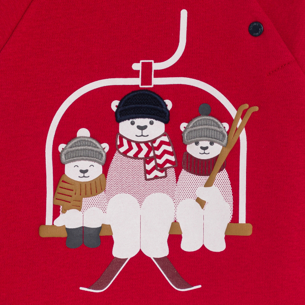 Sweat polaire ours rouge bébé garçon