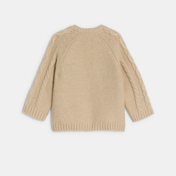 Pull maille tricot torsadé beige bébé garçon