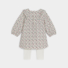 Robe fleurie irisée et legging blanc bébé fille