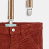 Pantalon velours côtelé à bretelles orange bébé garçon