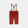 Pantalon velours côtelé à bretelles orange bébé garçon