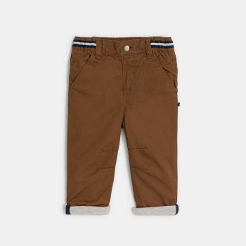 Pantalon coton taille élastiquée marron bébé garçon