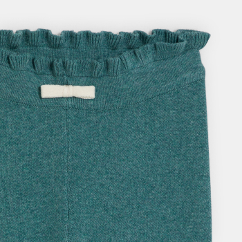 Legging maille tricot bleu bébé fille