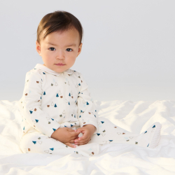 Dors-bien velours zippé ours blanc bébé garçon
