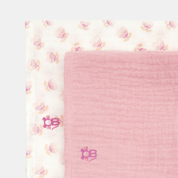 Langes gaze de coton rose bébé fille (lot de 2)