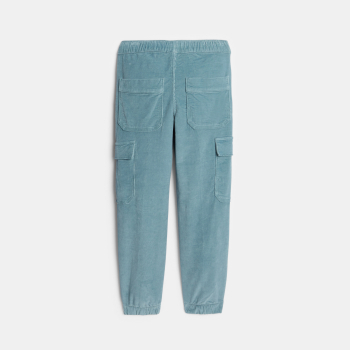Pantalon cargo en velours côtelé bleu Garçon