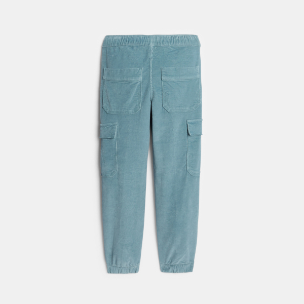 Pantalon cargo en velours côtelé bleu Garçon