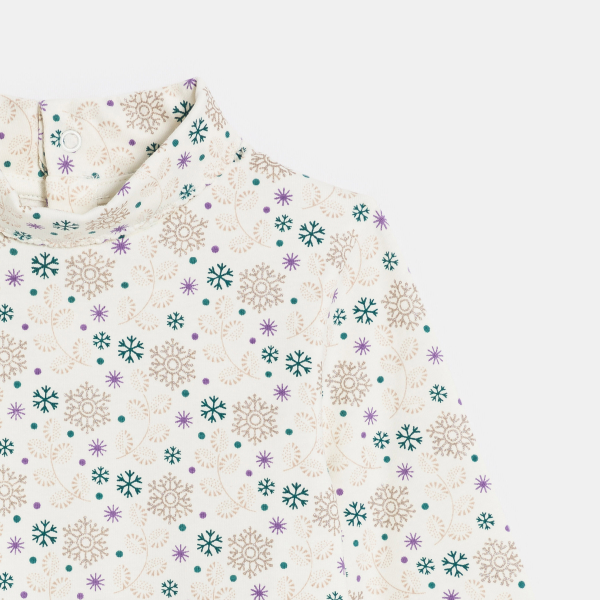 T-shirt manches longues col roulé beige bébé fille