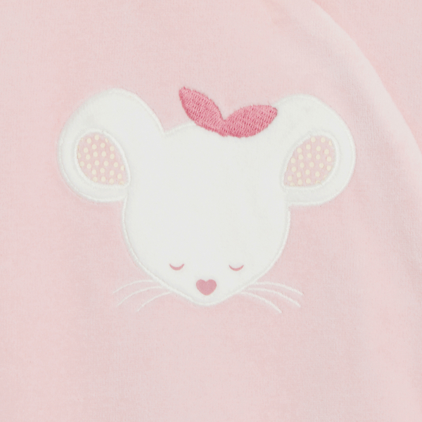 Dors-bien velours souris rose bébé fille