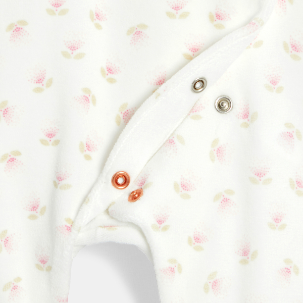Dors-bien velours fleurs blanc bébé fille