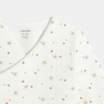 طقم من 3 قطع من القطن مزينة برسوم النجوم، باللون الأبيض للمواليد الذكور